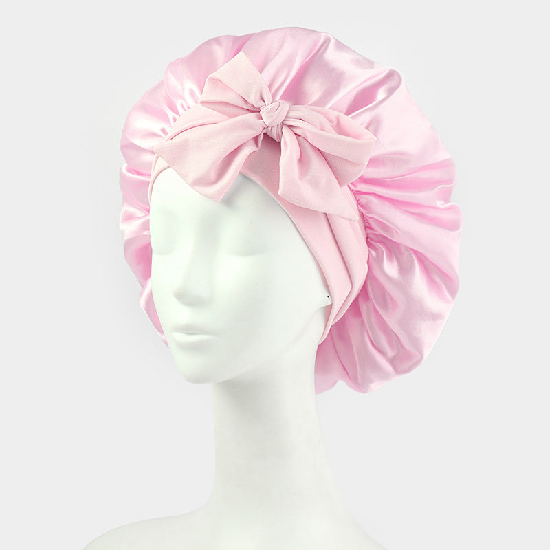 Luxury Non-Slip Satin Bonnet with Adjustable Tie Band – Double-Layer Hair Protection for Edges, Curls & Wigs