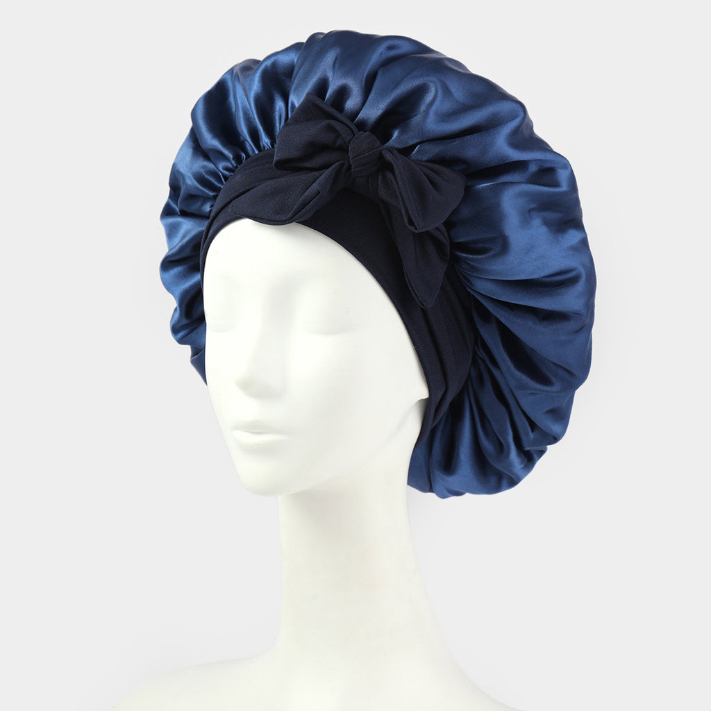 Luxury Non-Slip Satin Bonnet with Adjustable Tie Band – Double-Layer Hair Protection for Edges, Curls & Wigs