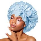 Luxury Non-Slip Satin Bonnet with Adjustable Tie Band – Double-Layer Hair Protection for Edges, Curls & Wigs
