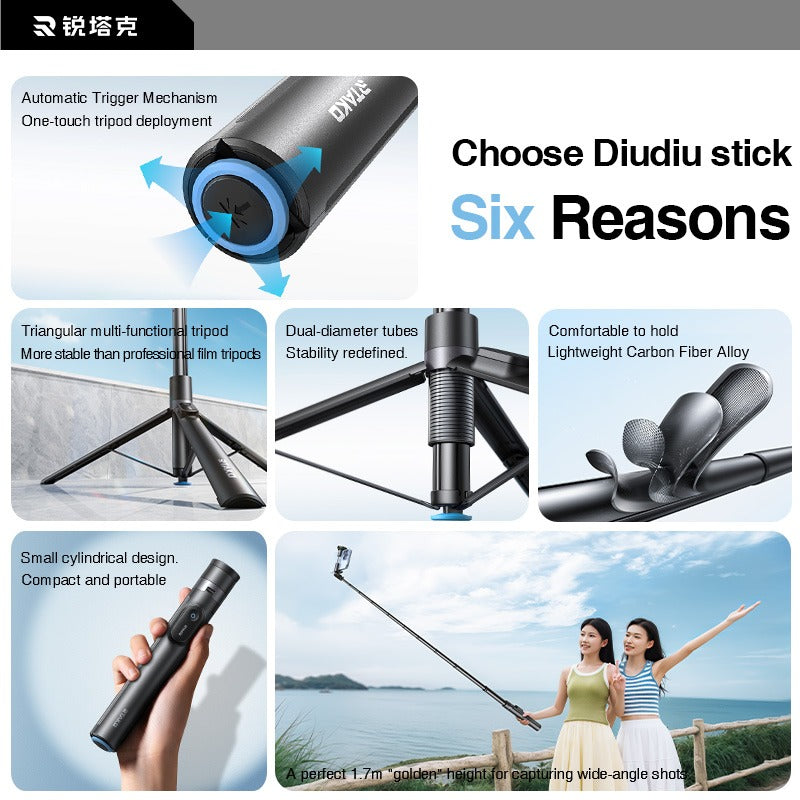 67” Selfie Stick Tripod with Remote – 360° Rotatable, Extendable Phone Stand for Live Streaming, Travel & Video Recording