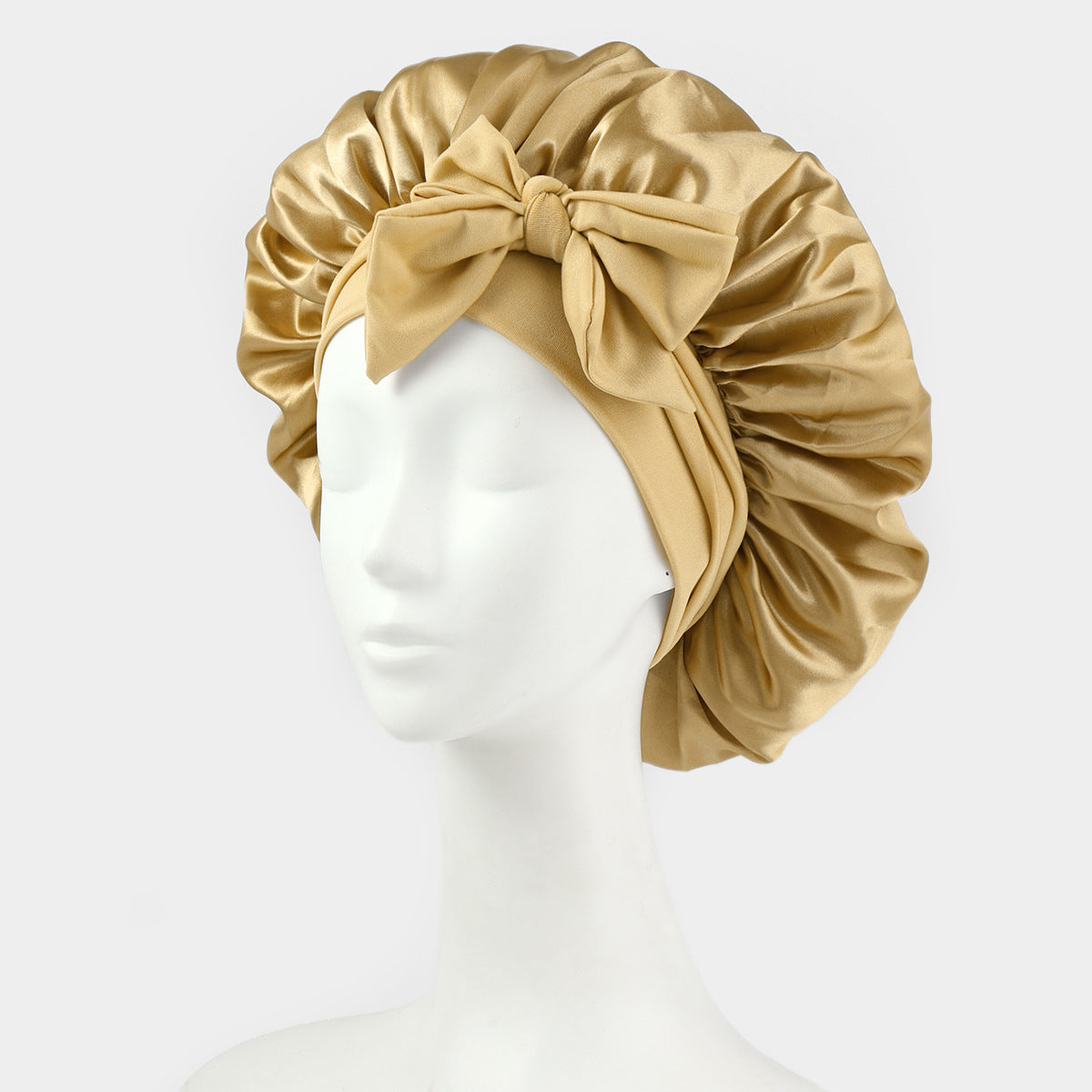 Luxury Non-Slip Satin Bonnet with Adjustable Tie Band – Double-Layer Hair Protection for Edges, Curls & Wigs